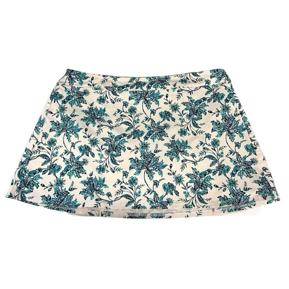 Lands End Womens Swim Skirt Plus Size 18 White Teal Blue Floral NEW - Picture 2 of 7